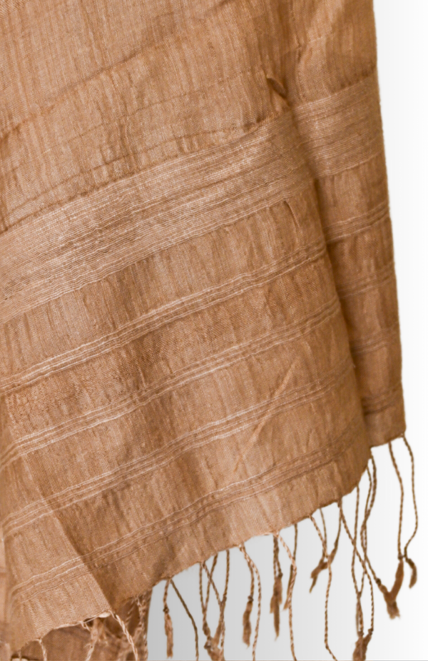 Handwoven Assamese Stole made with Noni Silk - Heritage Series (Tan Color)