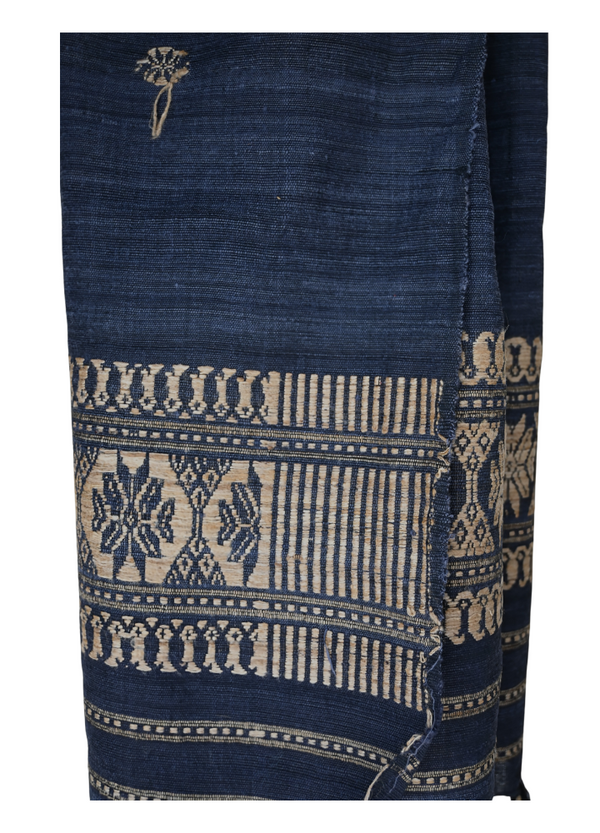 Assamese Eri Silk Stole - Handcrafted Luxury and Elegance (Navy Blue)