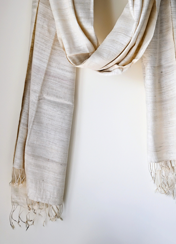 Assamese Eri Silk Stole - Handcrafted Luxury and Elegance (Off White)