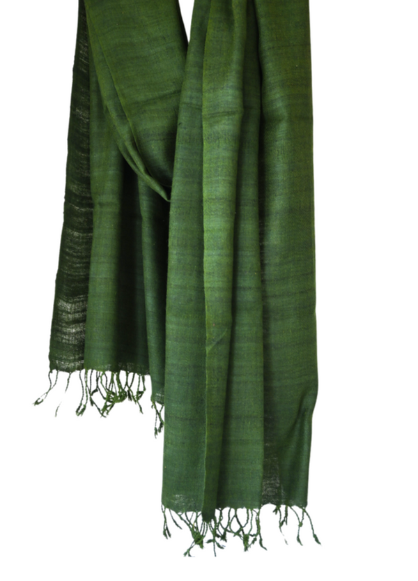 Assamese Eri Silk Stole - Handcrafted Luxury and Elegance (Green)